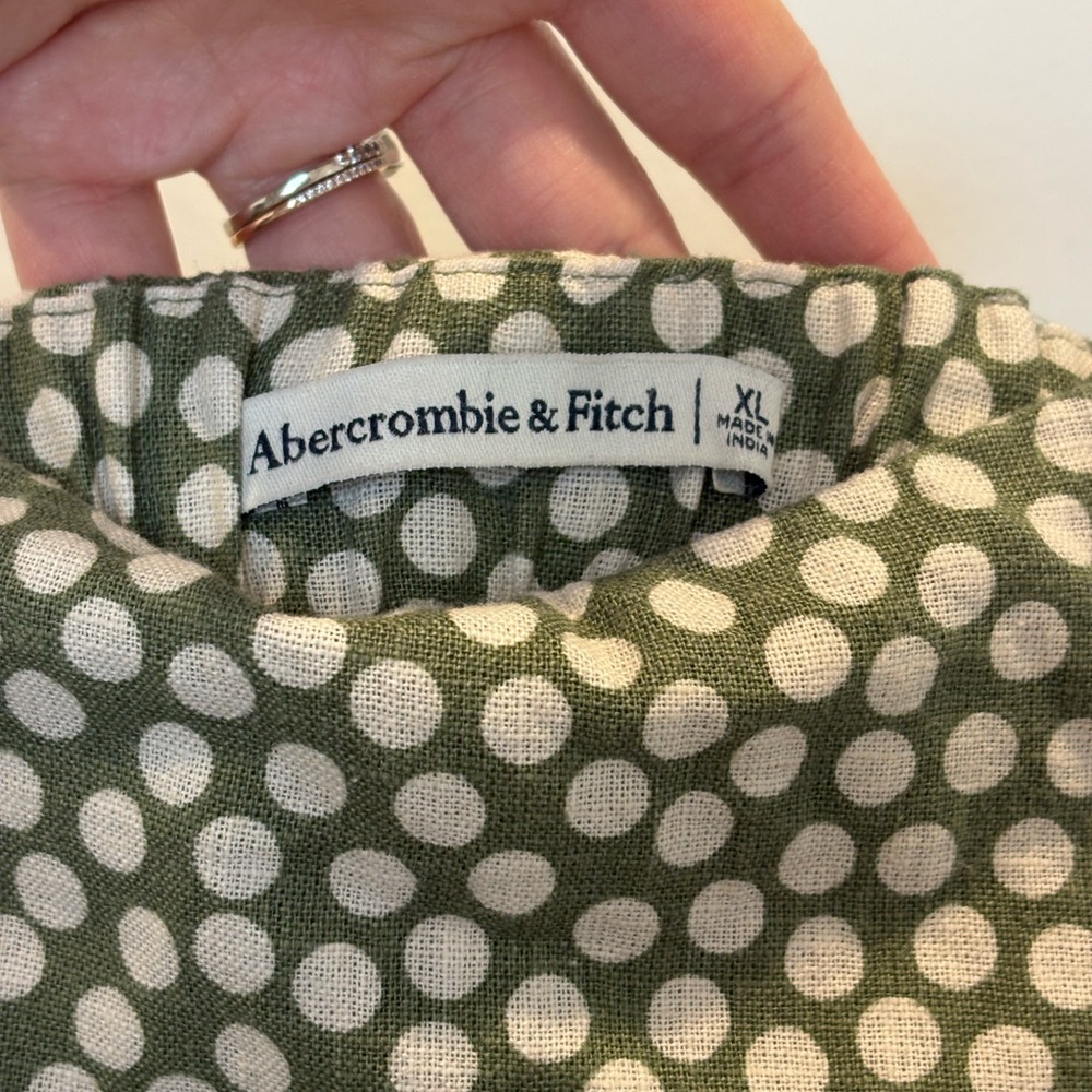 Abercrombie & Fitch Linen Blend Green Polka Dot Skort Dress with pockets Size XL - Picture 6 of 7